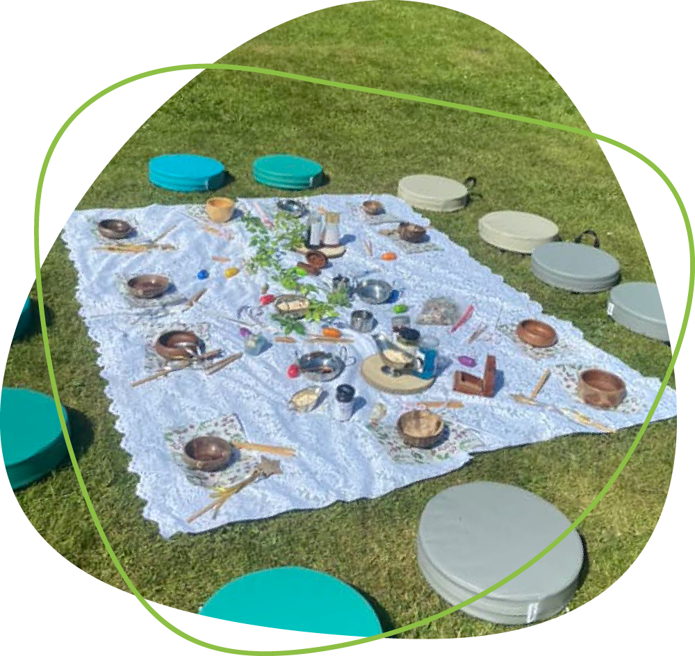 Outdoor play classes picnic set up