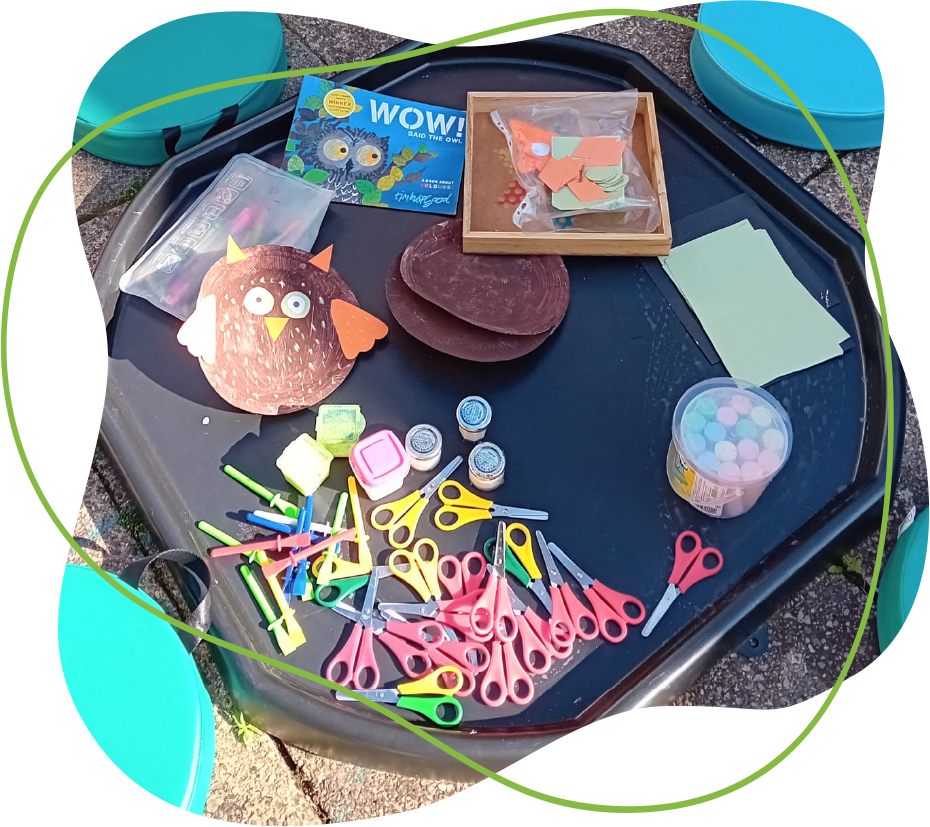 Tray of craft items to create for children during our play classes
